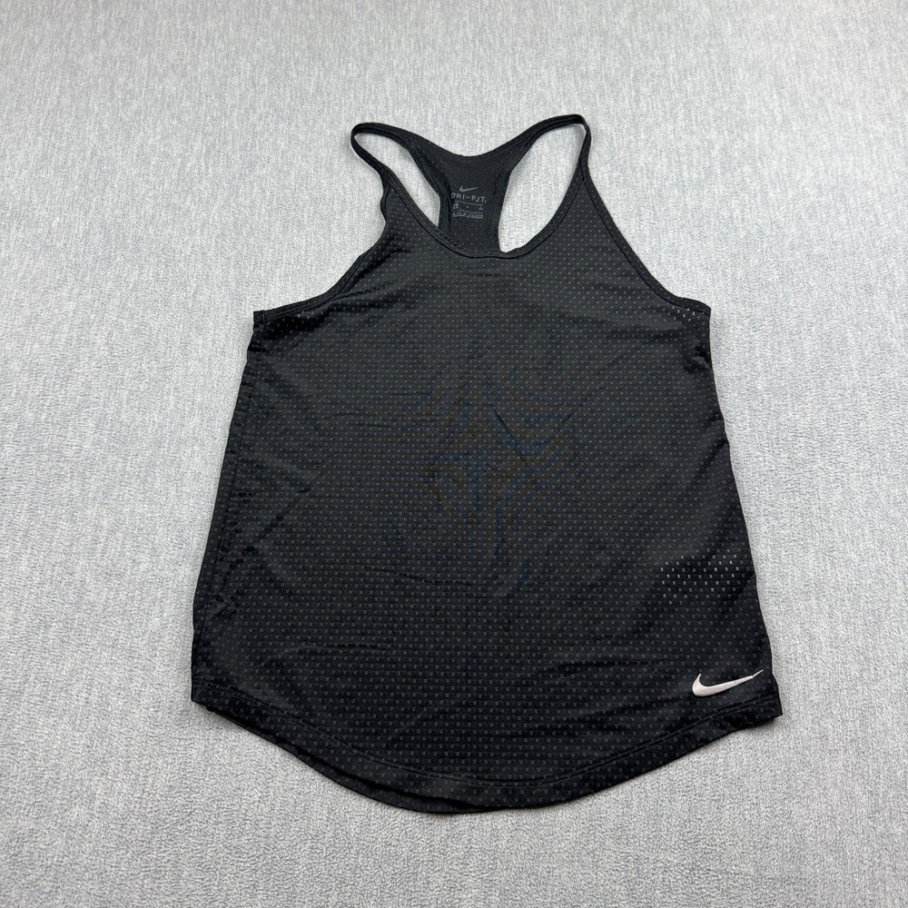 Nike Tank Top Womens Small Black Dri-FIT Mesh Running Workout Gym Training Yoga